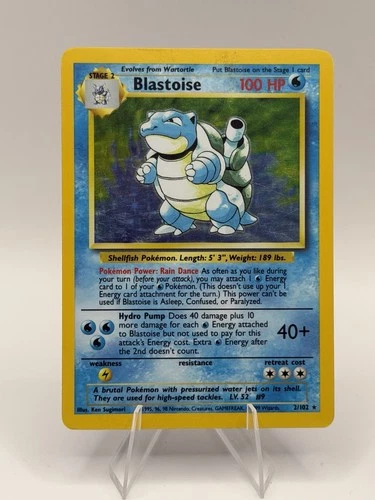 Blastoise 02/102 Holo - NM Flawless Front Holographic 1999 Vintage Pokemon Card