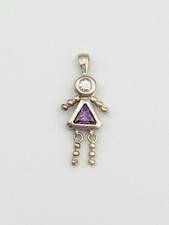 Sterling silver Amethyst  CZ baby girl birthstone charm/pendant