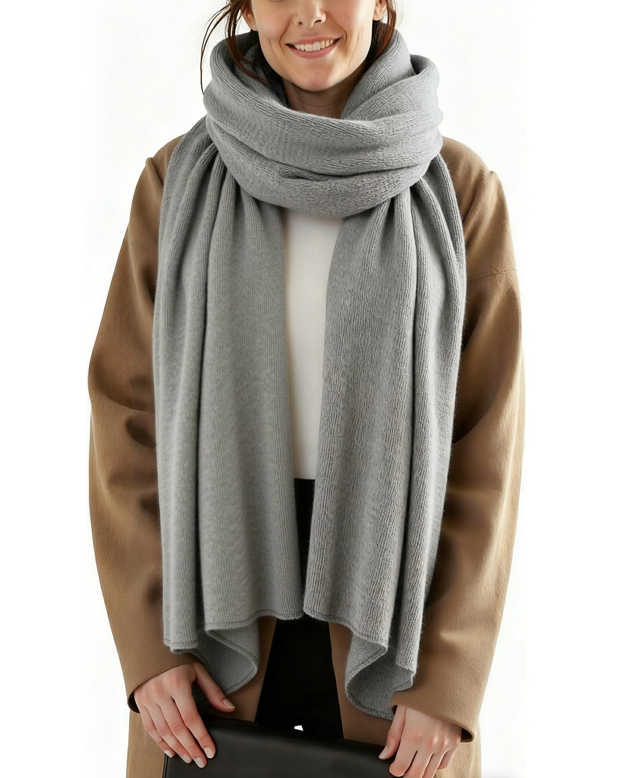 CoCozy Womens Winter Scarf Long Soft Chunky Scarves Warm Large, Light Grey