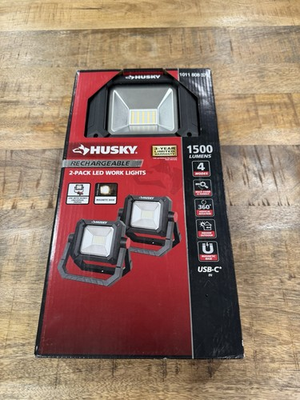 #ad Husky EL2206 10W7 2 Pack 1500 Lumens Rechargeable LED Work Lights OPEN BOX $35.99