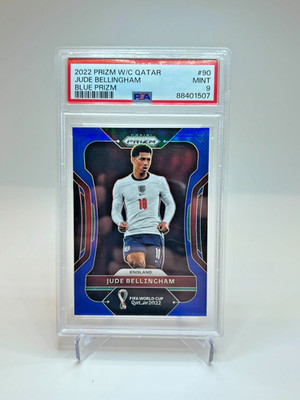 2022 Panini Prizm World Cup Qatar Jude Bellingham Blue /299 #90 PSA 9