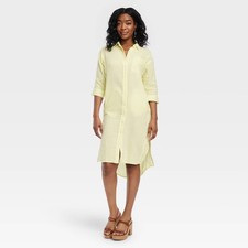 Women's 3/4 Sleeve Midi Shirtdress - Universal Thread Yellow S