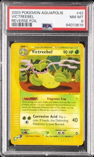 2003 POKEMON AQUAPOLIS #42 VICTREEBEL-REVERSE FOIL PSA 8