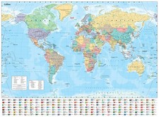 Collins Large World Wall Paper Map (70 x 91.5 cm): Paper map with flags, perfec