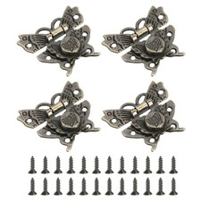 4Pcs Hasp Latch 43 x 51mm Butterfly Decorative Retro Box Toggle Latch Bronze