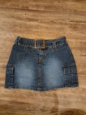 Jordache Vintage Denim Buckled Skirt Lo Rise Stretch Size 3/4