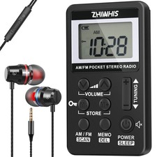 Portable Radio, AM FM Receiver with Sleep Timer, Rechargeable Stereo Radios w...