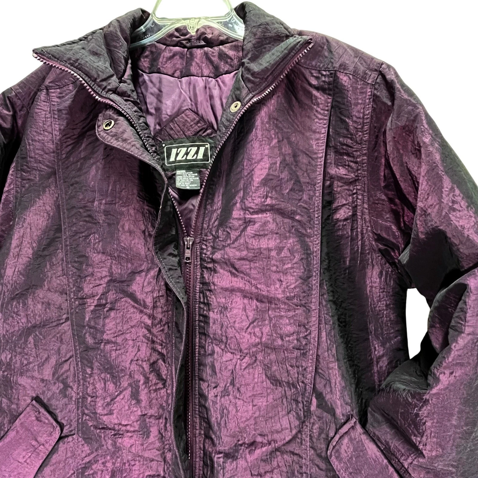 VTG Izzi Metallic Purple Shimmer Coat Full Zip Parka Womens 2X Y2K 80s 90s