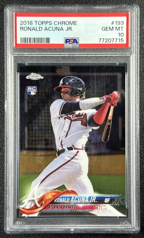 RONALD ACUNA JR. PSA 10 2018 TOPPS CHROME #193 ROOKIE RC BRAVES 7715