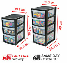 Mini Plastic Storage Drawers Tower Unit 3 Tier & 4 Tier Clear Boxes for Clothes