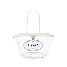 Prada PVC Canapa Logo Shopper Tote Pre-Loved White