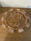 Vintage Pink Depression Glass Cake Plate Rose Pattern