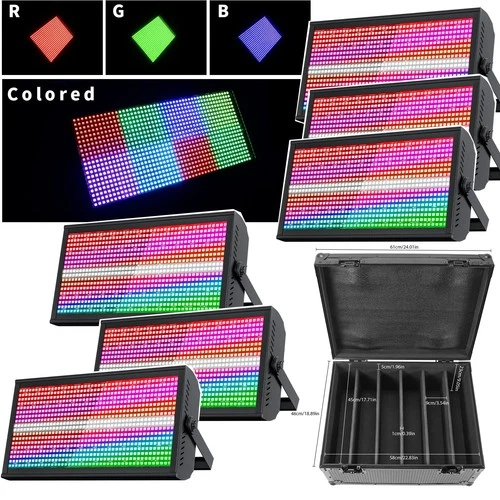 6X 200W RGBW 768LED Wall Wash Light Strobe DMX Stage Beam Light Party+1X CASE