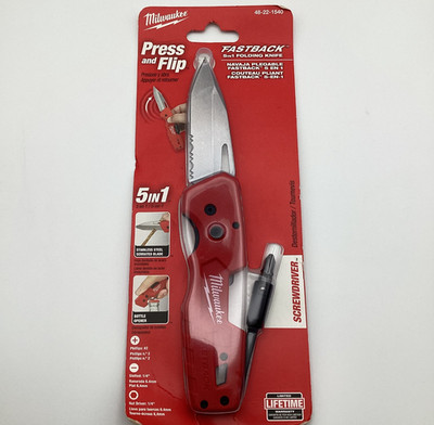 NEW Milwaukee FASTBACK 5-In-1 Folding Knife with Screwdriver 48-22-1540