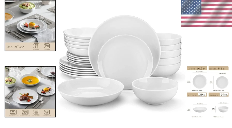 Gourmet Porcelain Dinnerware Set for 6 - Amelia White - Image 2 of 4
