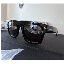 Tom Ford Fausto TF711 01A Black Square Sunglasses Plastic Frame Tinted Lens