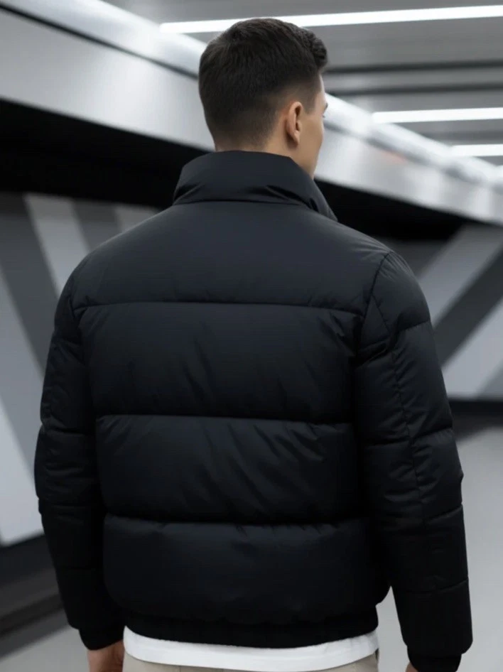 The Black Napute Style Puffer Jacket 600-Down Black puffer / Custom Logo - Image 3 of 3