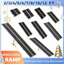 VNN 2-12 FT Portable Folding Wheelchair Non-Slip Aluminum Threshold Ramp 800LBS