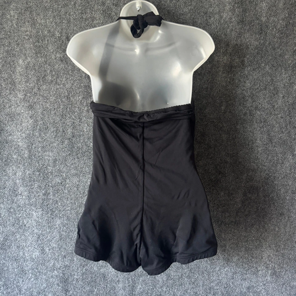 Seafolly Australia Swimsuit Women 12 Black Halter Ruched Sweetheart Boyleg - Image 4 of 4