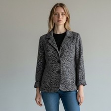 George Leopard Print Blazer Womens M 8-10 Grey Excellent GL30500BJ Animal Print