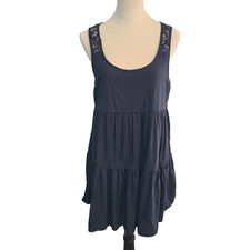 American Eagle Black Lace Mini Dress M Tiered Whimsigoth Boho Grunge Fairycore