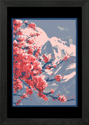 Japanische Kirschblüte gerahmtes Wandbild Poster Leinwanddruck Bild