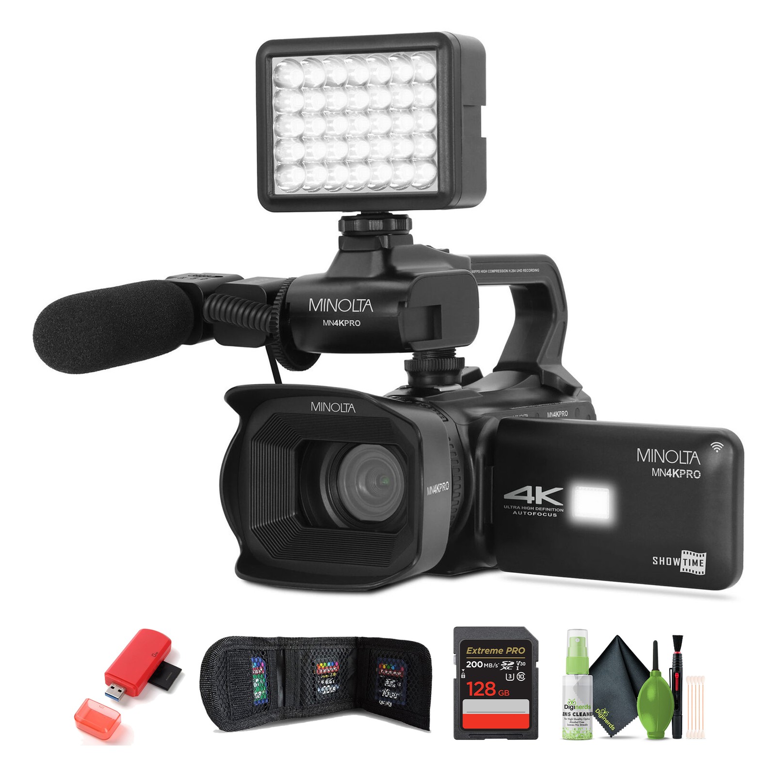 Minolta MN4KPRO UHD 4K60 Camcorder Kit, 128GB SDHC/SDXC UHS-I Card Memory Card