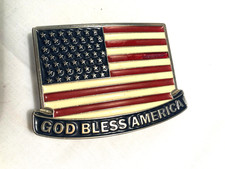 vintage belt buckle American Flag God Bless America Made in USA 2495