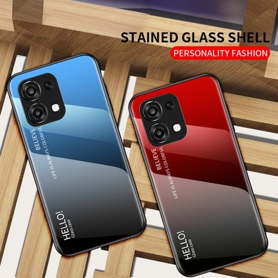 Luxury Gradient Back Glass Shell Soft Bumper Skin Case Cover For OPPO A6 Pro