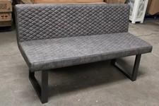 New Grey Metal & Faux Leather Bench with Backrest *Furniture Village Earth*