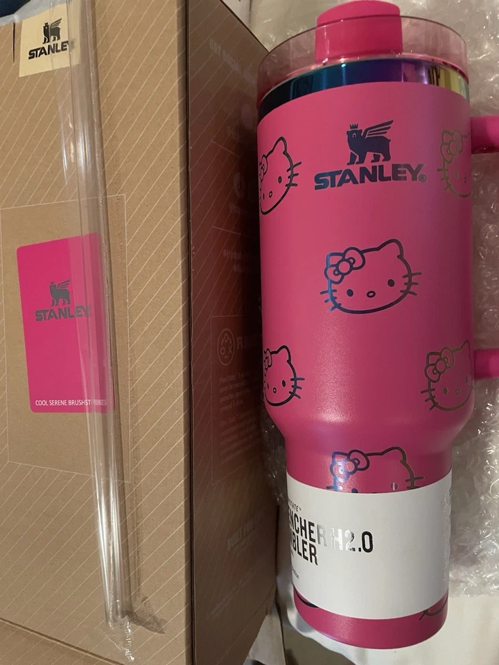 Hello Kitty 40oz Kawaii Cutesy y2k Cup Tumbler Laser Engraved Graphics Hot Pink - Image 2 of 3
