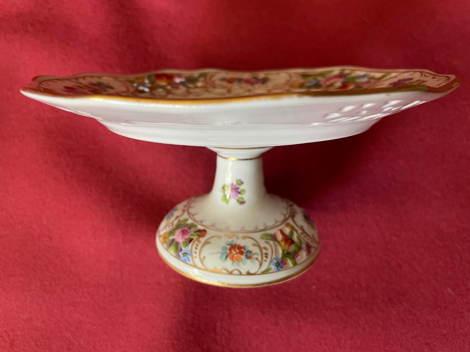 Antique Carl Thieme Dresden Porcelain Compote, 6”
