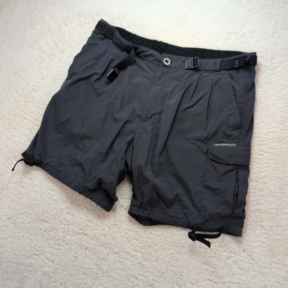 Pantalones Cortos de Senderismo ExOfficio Nylon Gris Para Hombre Talla Grande Secado Rápido Viaje Carga Foto 2 de 4