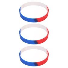 3Pcs Bracelets Wristbands 1/2 Inch Width 8.5" Length Red White Blue Segmented