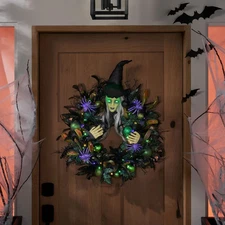 Member's Mark 26" Pre-Lit Witch Wreath Garland Halloween Decor