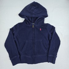 Polo Ralph Lauren Kids Full Zip Hoodie Jacket Navy Blue Boys Size Small 7