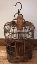 Vintage Chinese hand carved bamboo birdcage