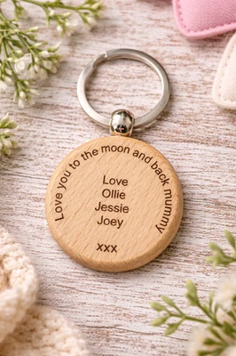 Personalised Wooden Keyring Gift for Mum, dad, birthday, 18th or 21st - Image 1 of 2