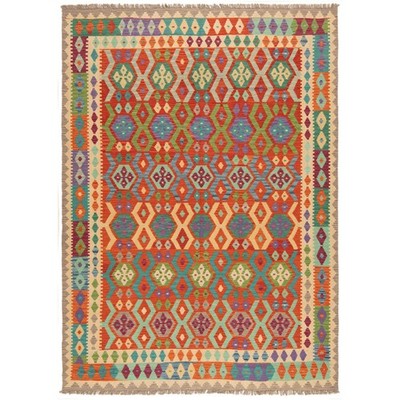 Kelim Afghan 288x208 cm Handgewebter Orientteppich kilim Wolle Carpet Rug