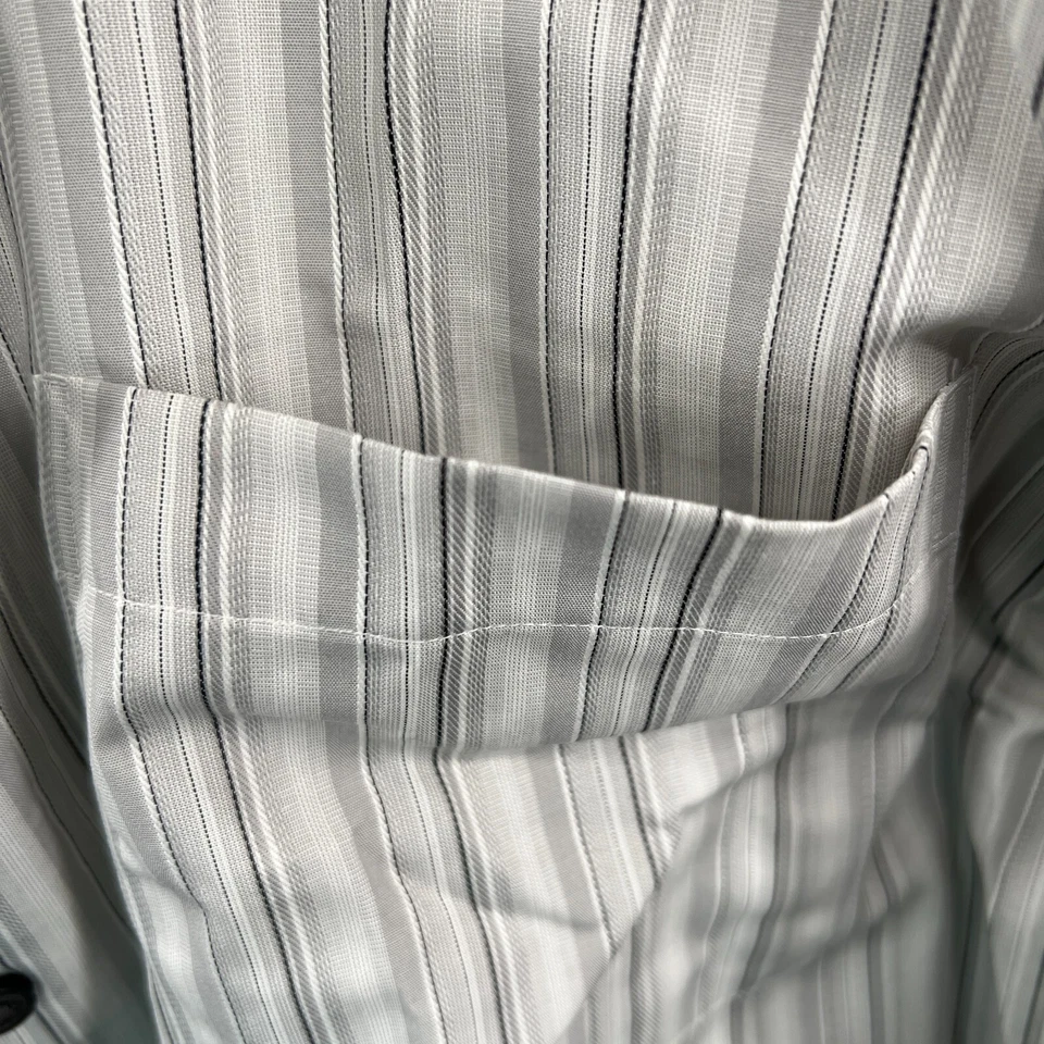 Liz Claiborne Mens Shirt 16 32/33 Gray White 100% Cotton Striped Button Front - Image 3 of 4