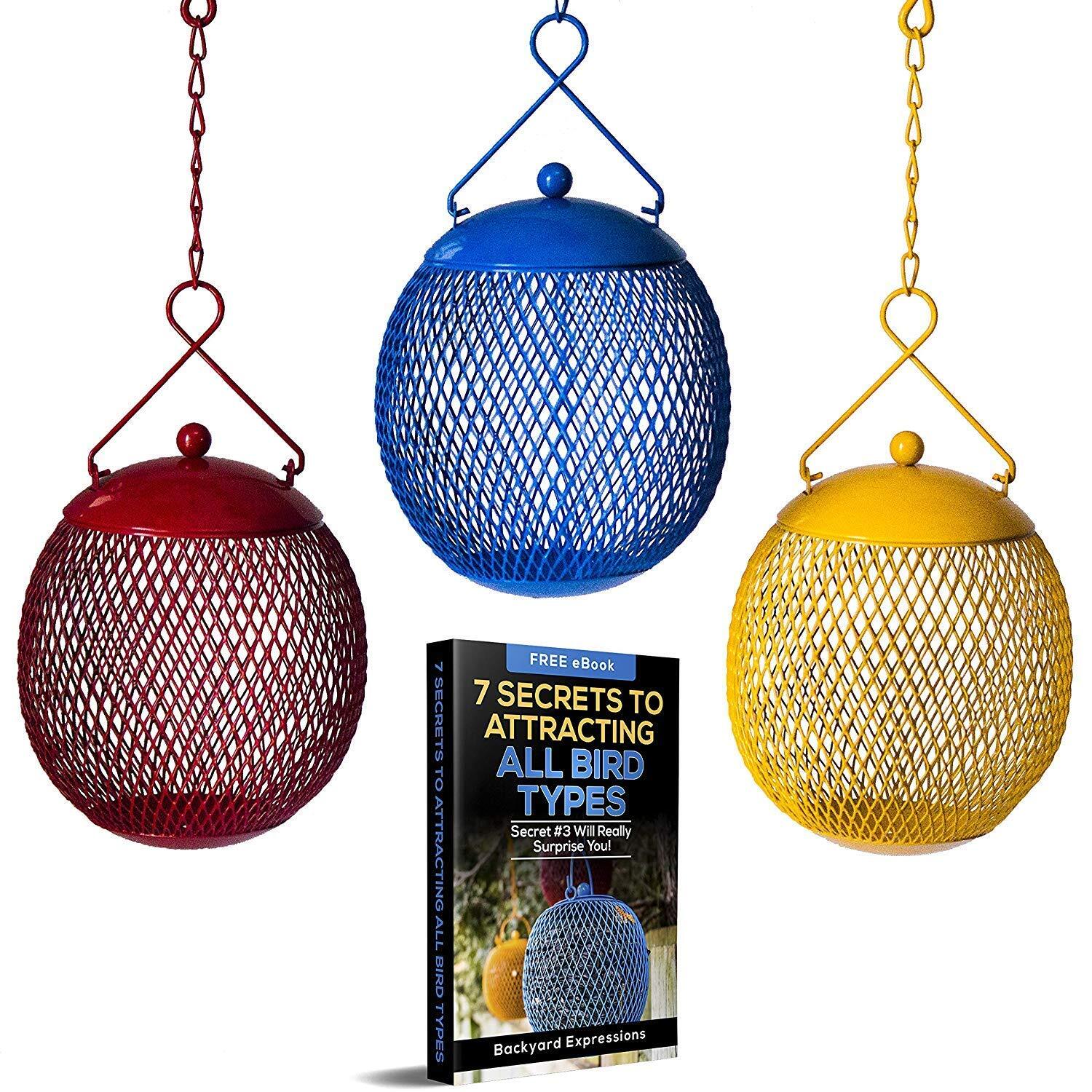 Backyard Expressions - Set of 3 Squirrel Proof Bird Feeders for Outside - Bon...