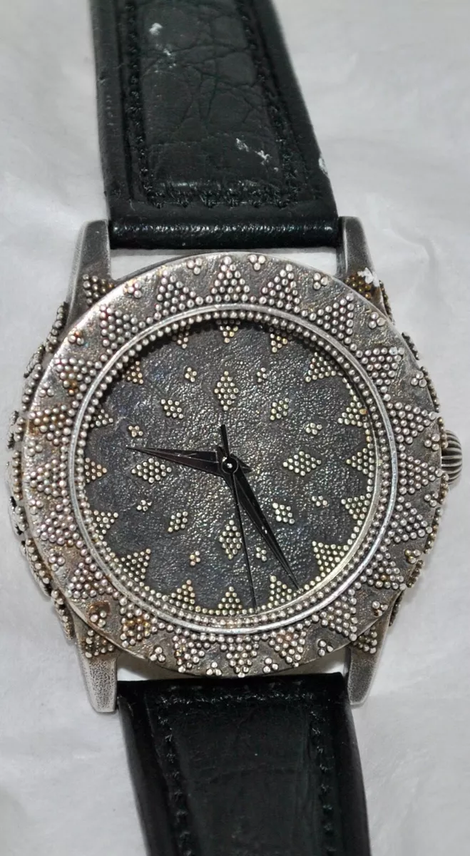 John Hardy by Alfex Sterling 925 Handcrafted Swiss Watch Funky Design Croc Band