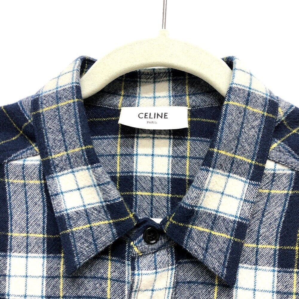 CELINE 2C555198O check Checked Wool Loose Shirt Long sleeve CELINE 2C555198O check Checked Wool Loose Shirt Long sleeve