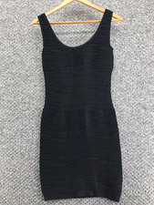 Love Charm Smocked Bodycon Dress Knee Length Black Sz L Stretch Sleeveless