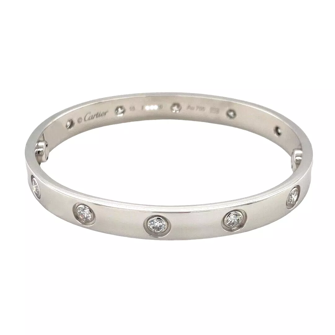 Cartier love bracelet hotsell with 10 diamonds