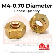 M4-0.7 Brass Finished Hex Nuts (Pick Quantity)