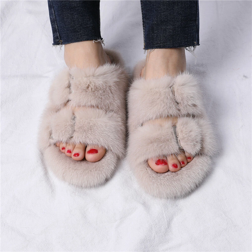 Slippers Mink Fur Women  Louis Vuitton Mink Fur Slippers