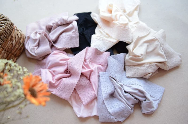 7 pares de calzoncillos bragas ropa interior bikini encaje 100 % seda doble tejido cintura 100 % seda Foto 4 de 4