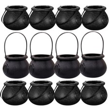 12pcs Halloween Candy Cauldrons Mini Plastic Bucket Halloween Trick or