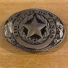 TL B Texoma Leather Brass - The State of Texas Flag Star Silver Belt Buckle
